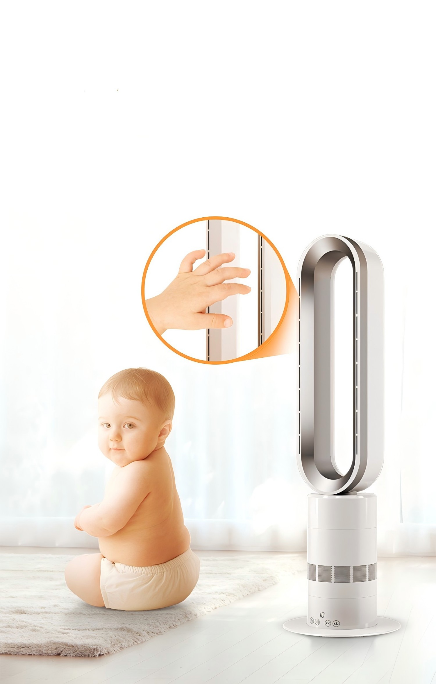 33*33*120cm Portable House Swing Function Air Cooler Bladeless Fan with 9 Hours Timer