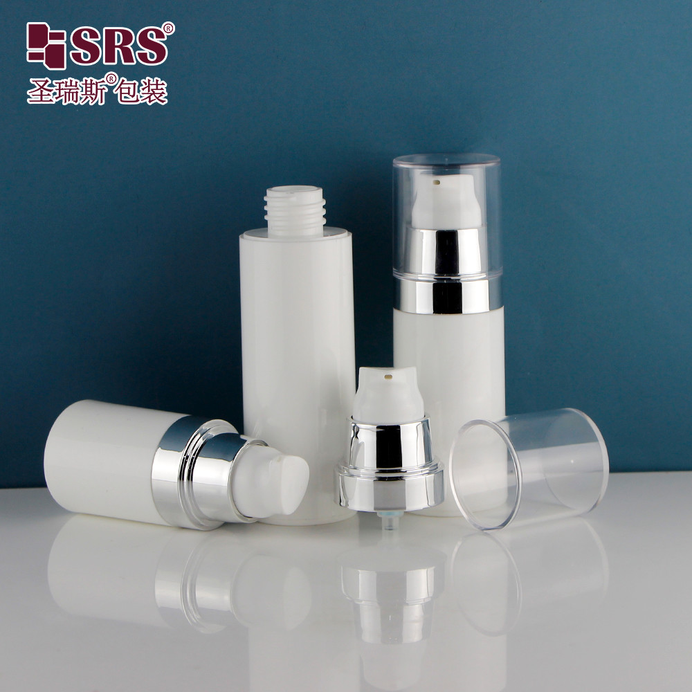 PA212 15ml 30ml 50ml Metalized Silver Shoulder Plastic Airless Pump Bottle For Body Lotion