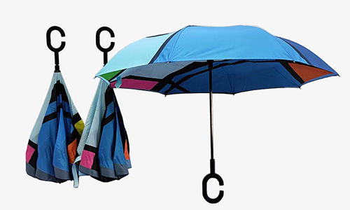 Inverted Reverse Umbrella 48 Inch 190T Polyester Inverted Umbrella Windproof