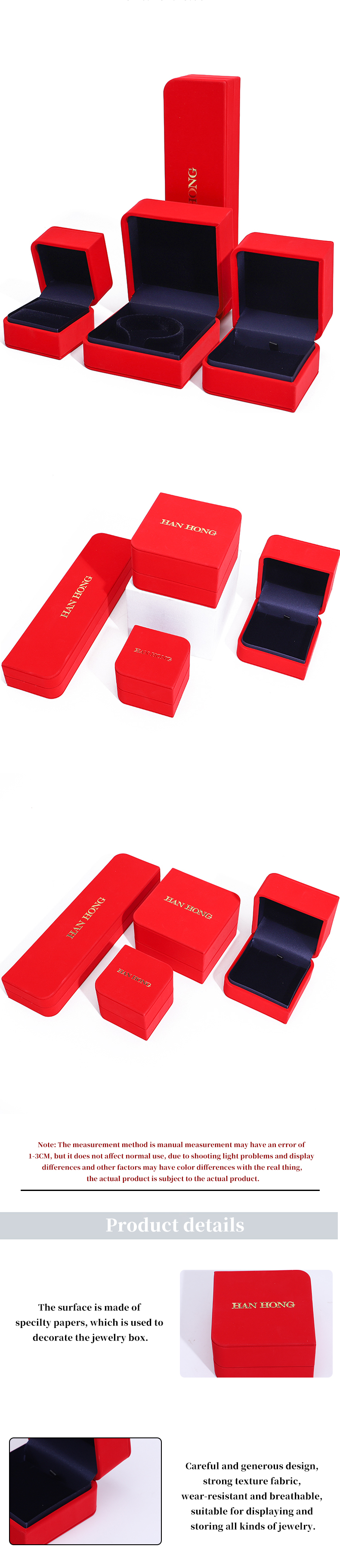 Red Arc Diamond-Shaped PU Leather Jewelry Box Velvet Lining for Luxury Packaging