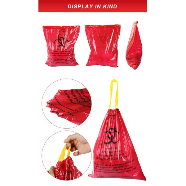 85cm*65cm HDPE LDPE Autoclave Biohazard Bags Drawstring Deisgn