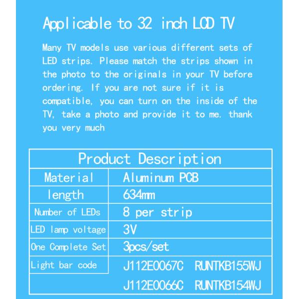 New For J112E0110A TA405-0 E85792 RUNTKB155WJ RUNTKB154WJ Light Bar