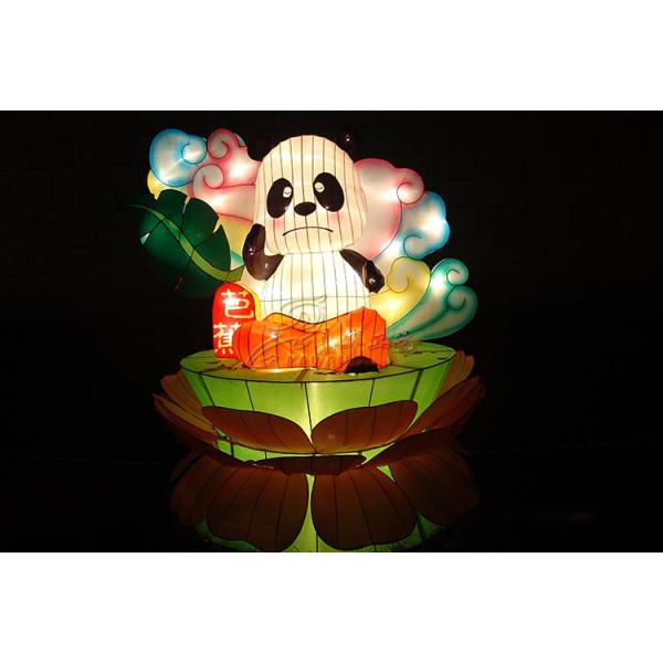 Colorized Fabric Chinese Lanterns 110V / 220V Powered With Cute Panda Design