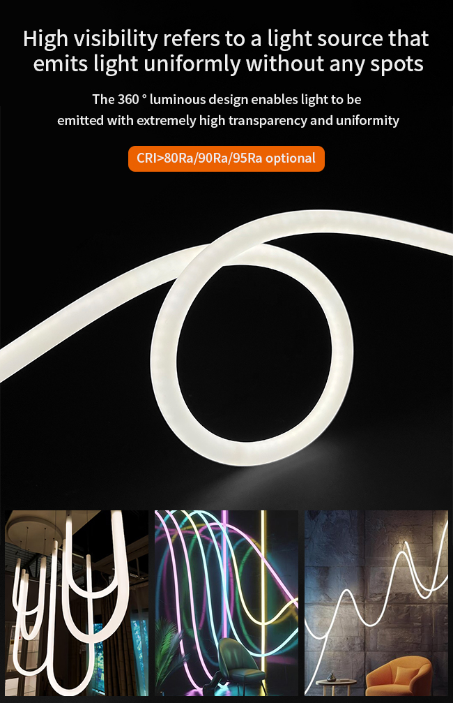 Circular Silicone Neon LED Strip Lights IP67 Waterproof 360 Degree Flex Neon Light Profile