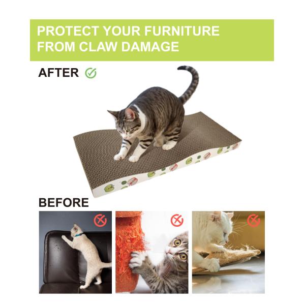 Cat Scratcher with Catnip Premium Corrugated Indoor Cat Furniture Durable Scratch Pad for Kittens Cats Play
