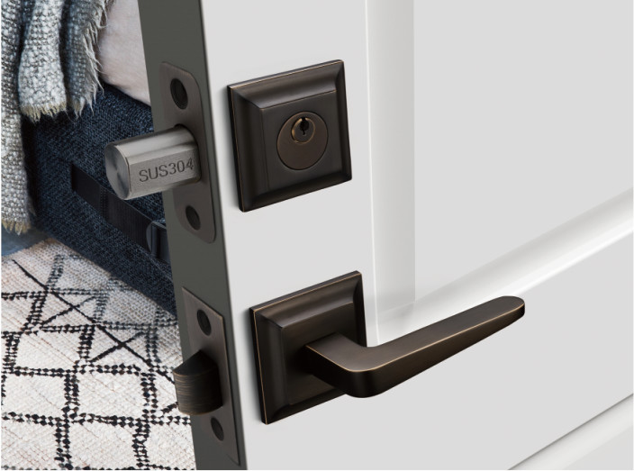 Plated Square OEM Thick 38mm Front Door Lever Handle Set