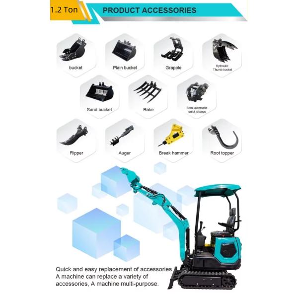 1.2 Ton Mini Excavator Small Crawler Digger Customized Color For Building Construction