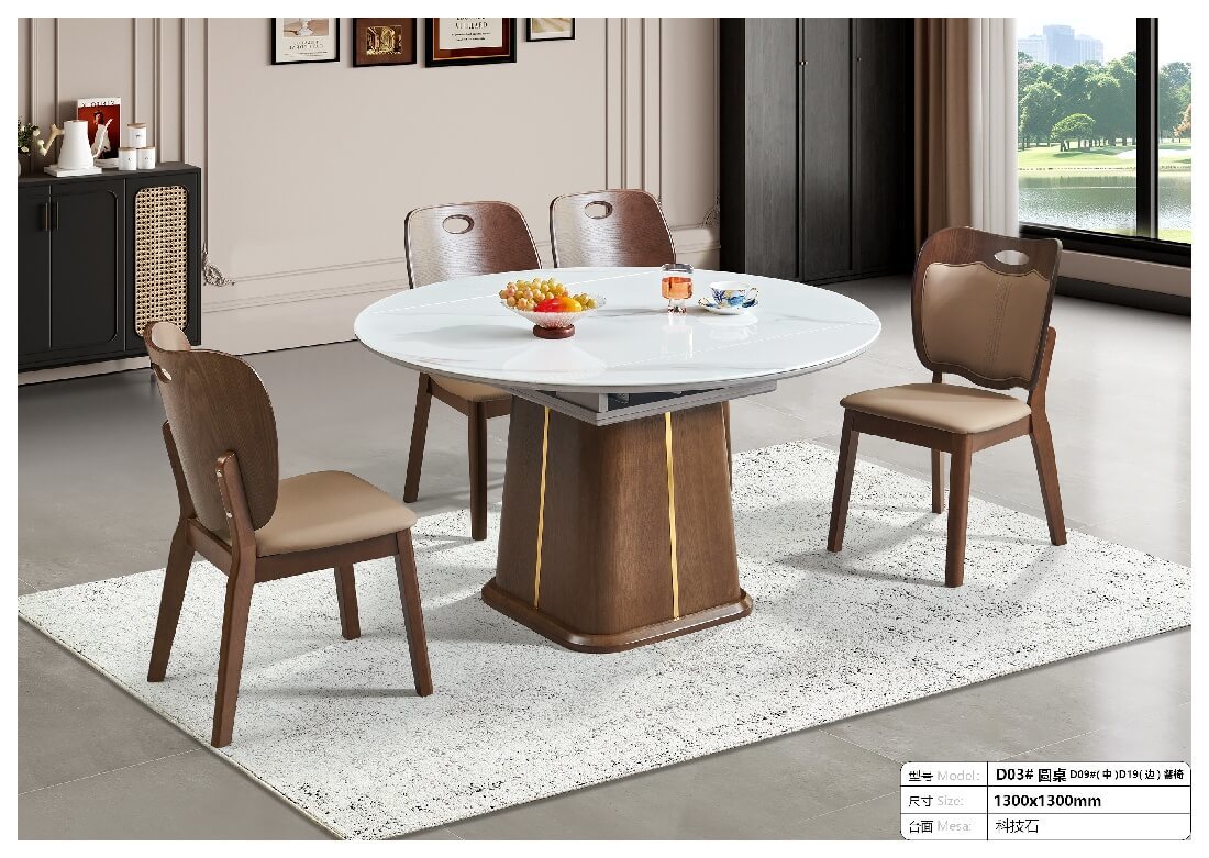 Sophisticated Home Dining Tables Light Retro Extendable Round Dining Table With Sintered Stone Top