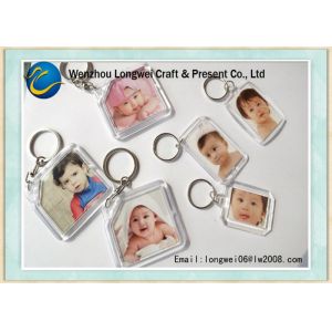 Quality Customized Photo Engraved Key Chain , Acrylic Photo Keyring Souvenirs wholesale