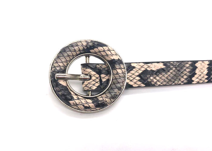 5/8"(1CM) Width Women's Fashion Leather Belts / Snake Printed Leather Belts With Round Covered Buckle