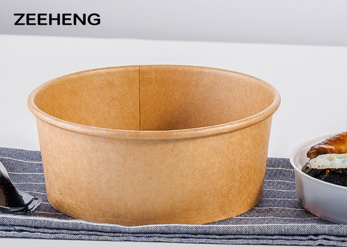 Single Use 32oz 1000ml Matt PE Lined Microwavable Kraft Paper Salad Takeout Food Bowl