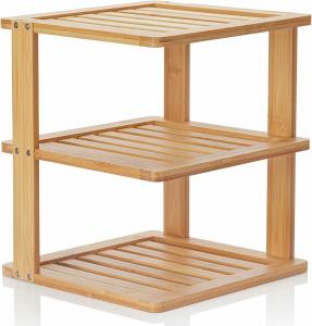 Quality Bamboo Free Standing Wood Rack , Kitchen Countertop Corner Shelf 10x10x11.5 Inches wholesale