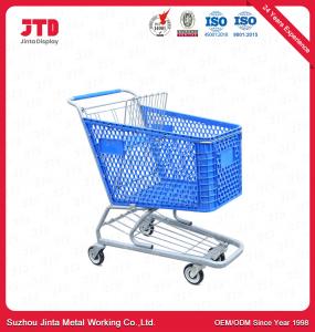 Quality 100L Heavy Duty Shopping Trolley Chrome Plated Blue Grocery Cart wholesale