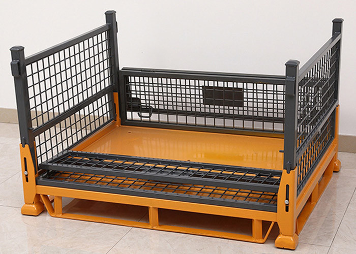 Forklift Access Collapsible Pallet Cage With Half Pin Positioning Technology 4 Way