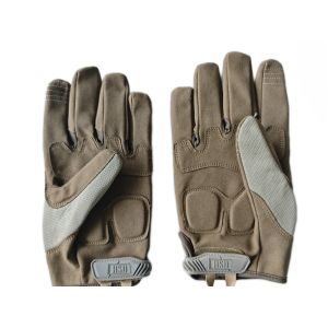 Tactical Brown Combat Gloves Durable Leather Reinforced Knuckle Protection