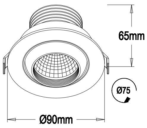 Triac dimmable 7w LED downlights with special appearance 75mm cutout