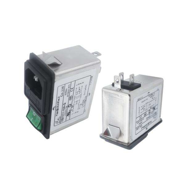 IEC 320 C14 AC Inlet Filter Male Plug In EMI Noise Filter With Switch Fuse