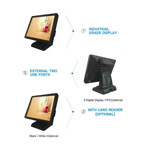 Black Color 17 Inch Point Of Sale Terminal Single Touch Screen With Plastic Housing
