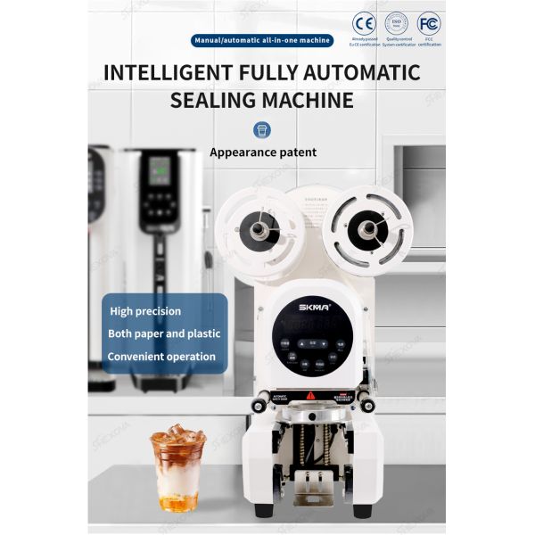 90/95mm Stainless Steel Fully Automatic Cup Sealing Machine For Paper Cup And Bubble Tea Plastic Cup