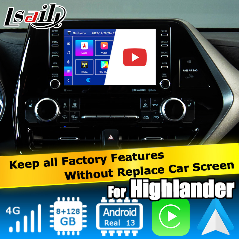 Car Video Interface wireless carplay android auto Android 13 TOYOTA Highlander