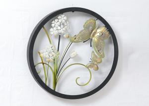 China Living Room Black Round Iron 3D Butterfly Wall Art Metal on sale