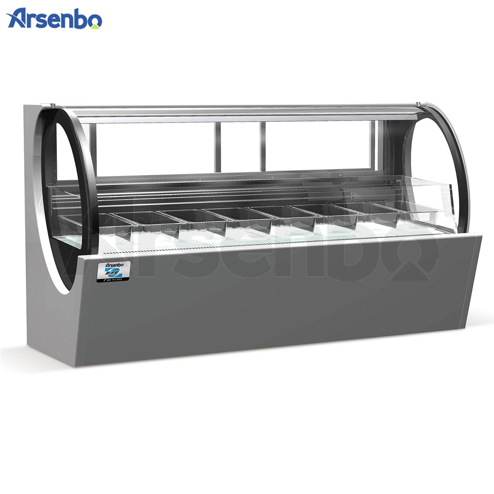 SS201 Anticorrosive Ice Cream Display Freezer Showcase Freestanding