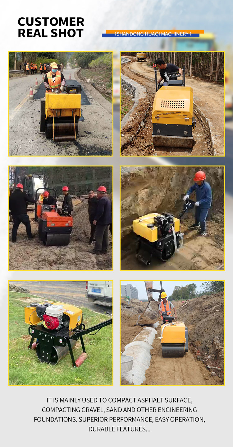 Small Vibratory Mini Compactor Roller Double Drum Roller with 55L Water Tank Capacity