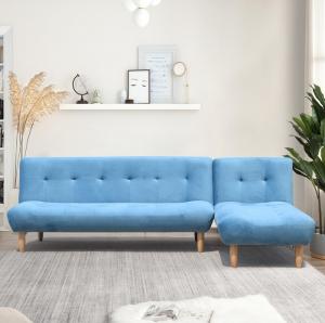 Quality L Shaped Folding Sofa Bed Blue/Grey Polyester Upholstered Modern Sofa Bed Wholesale wholesale