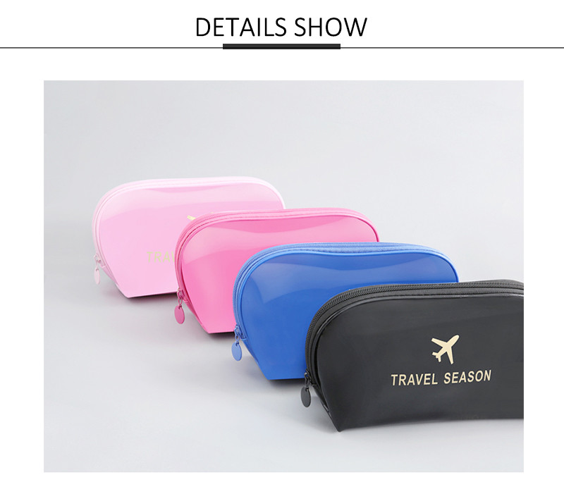 Large Capacity Zipper Travel Shiny PU Makeup Bag
