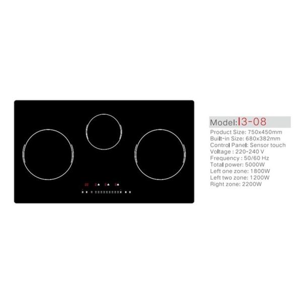 Auto Shutdown 5000W Three Burner Induction Cooktop