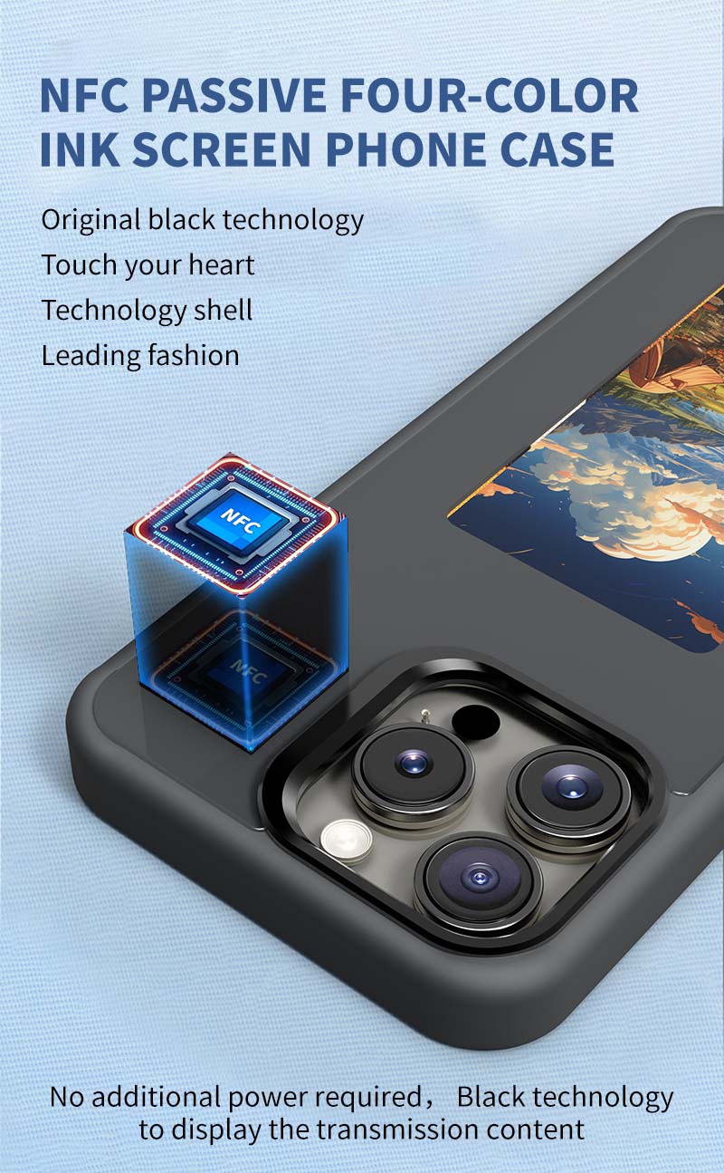 E-Ink NFC Mobile Phone Protective Screen Cover For IPhone 13 14 15 Pro Max Anti Drop