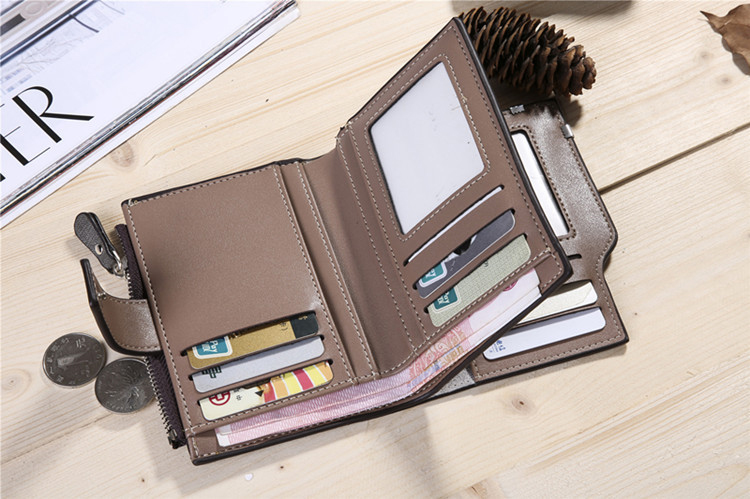Men's 2023 Custom Logo Multi-card Short Wallet with Zipper and Anti-Theft Design