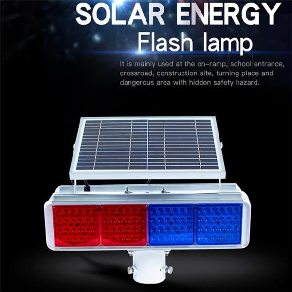 Red and blue traffic flashing light Double-sided traffic LED warning strobe light Solar flashing light