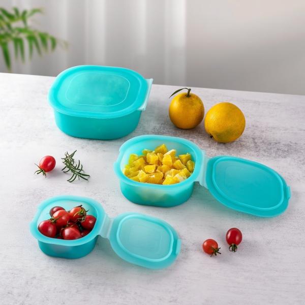3-Pack Square Silicone Food Storage Containers – Food-Grade, BPA-Free, Microwaveable And Dishwasher Safe, Leakproof Lids, Space-Saving Stackable
