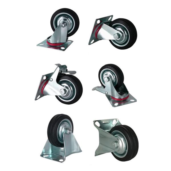 3inch 4inch 5inch to 8inch Black Rubber Furniture Industry Trolley Barrow Caster Wheel