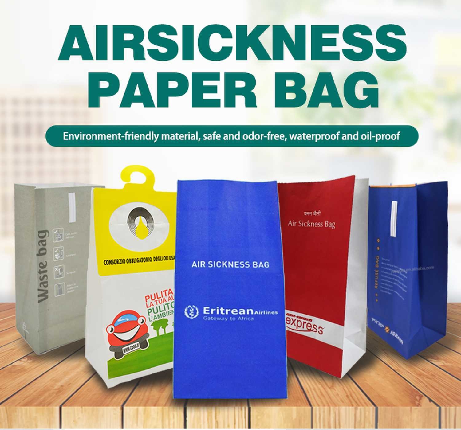 Waterproof White Kraft Paper Pregnancy Barf Bags for Morning Sickness