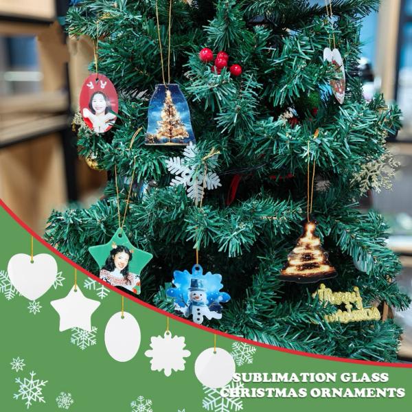 Blanks Clear Xmas Tree Hanging Ornament Decorations Glass Sublimation Christmas Ornaments