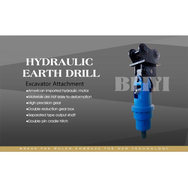 Excavator earth auger machine drilling attachment