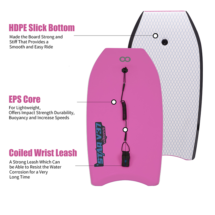 PROFESSIONAL 37 Inch Surfing Bodyboard with Custom Surfing Gear and Accessories