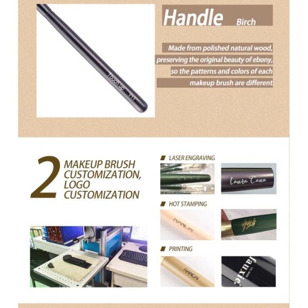 Large Tongue-Shaped Sable Hair Eyeshadow Brush, OEM/ODM Services Available-Product Code: Y11