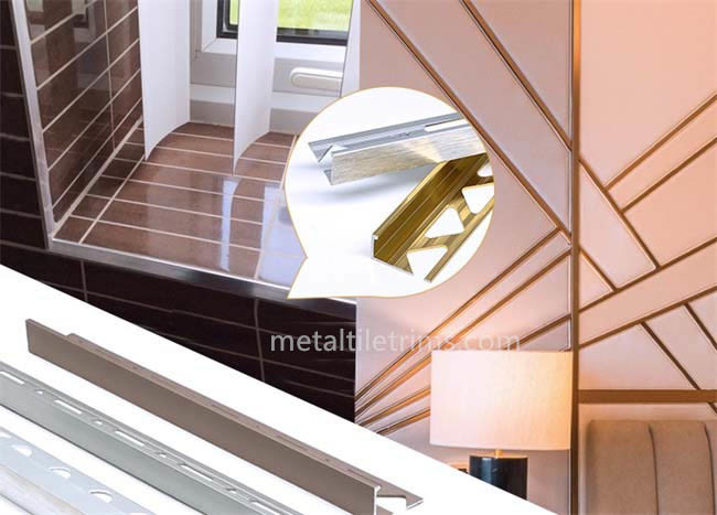 Matt Gold Tile Edge Trim Aluminum , Ceramic Tile Edging Strips 8mm 10mm 12mm