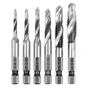 China Combination Drill and Tap Bit Set - Deburr Countersink Drill Bit, HSS 4241 with 1/4” Hex Shank, 1/8”- 3/8”, 6pcs on sale