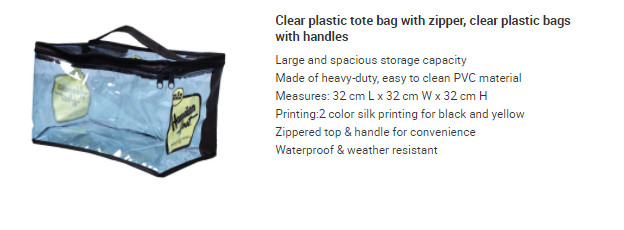 Sewing Clear Plastic Tote Bag , Clear Plastic Gift Promotion Bag With Zipper