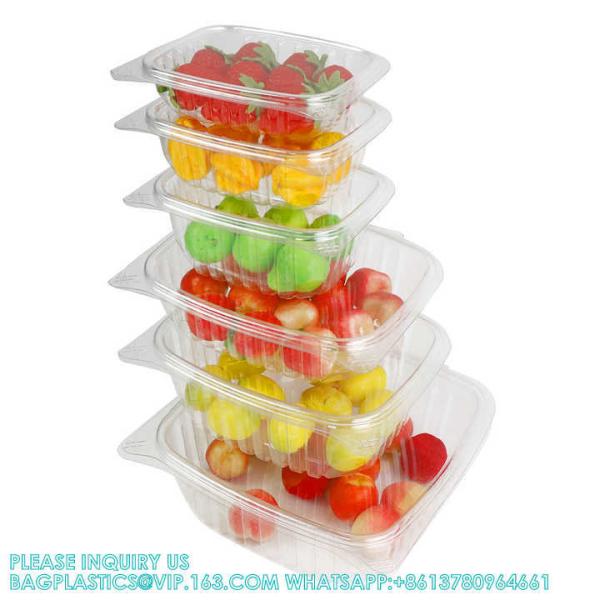 8oz 12oz 16oz 24oz 32oz 48oz Clear Plastic Pet Hinged Clamshell Fruit Salad Box Bowl Transparent Deli Container
