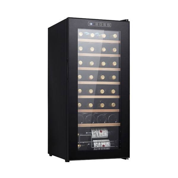 Freestanding 32-Bottle Wine Cooler with Digital Temperature Control and Adjustable Shelves