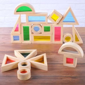 China Acrylic Educational 24pcs Rainbow Building Blocks For Kids Gift on sale