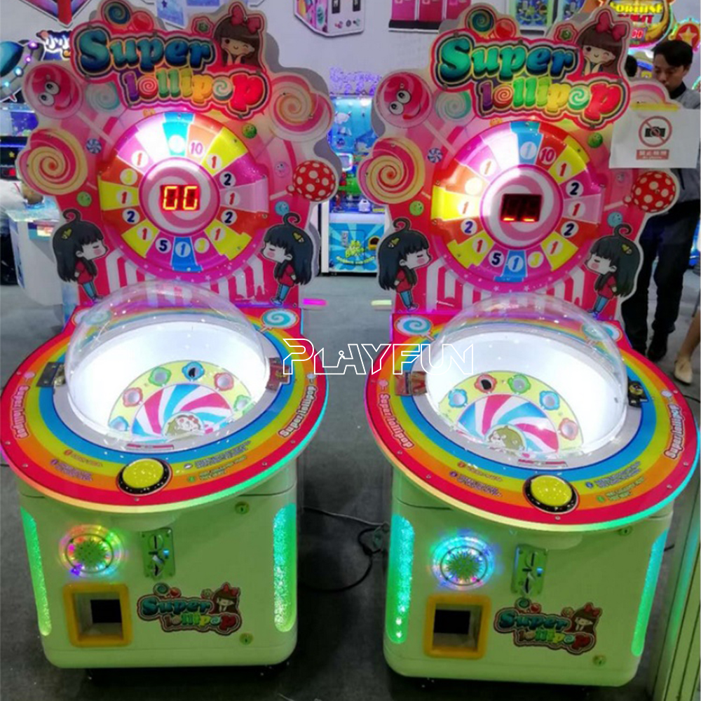 Playfun Cheap Looly Pop Coin Operated Claw Lollipops Candy Gift Machine Arcade Game for Indoor Game Center