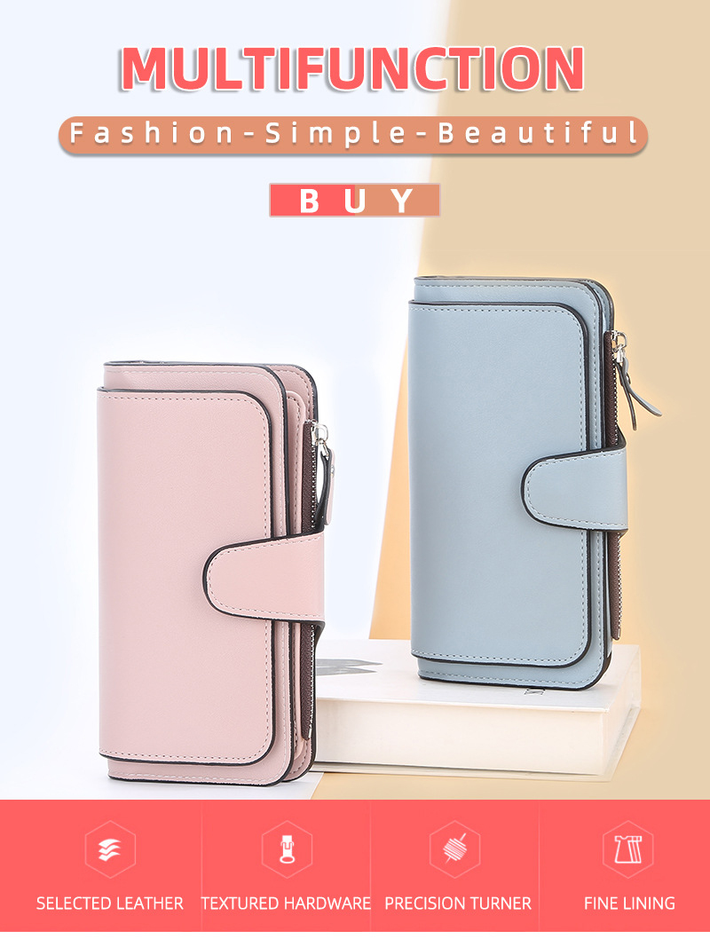 Long Designer Wallets for Women Custom Logo 2023 Luxury Minimalist PU Leather RFID