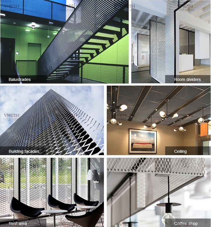Suspended 1060 3003 Aluminum Expanded Metal Sheet Ceiling Anodized Oxidation