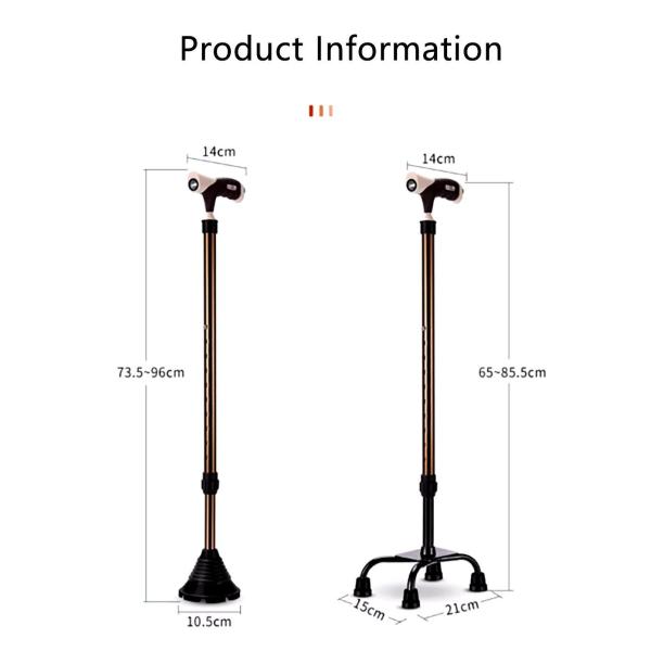 Premium Aluminum Brown Walking Cane with Quad Base for Stability